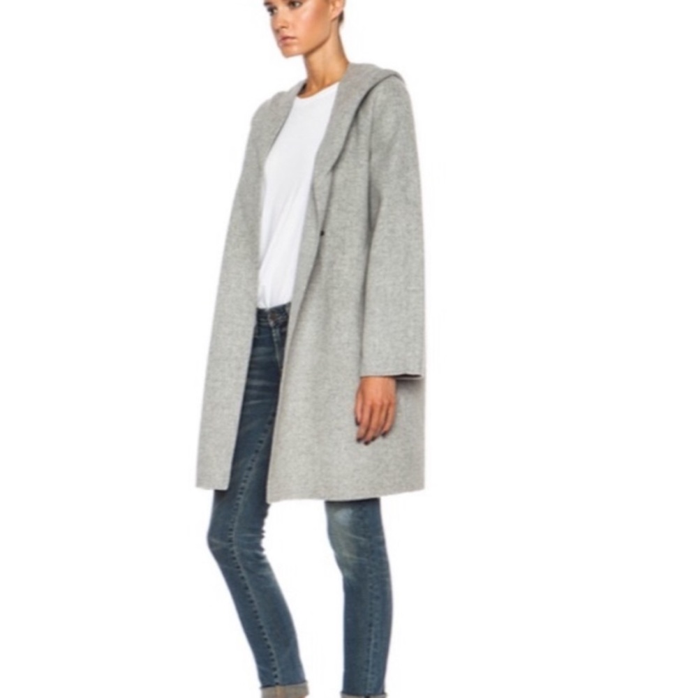 Vince Gray Wool Hooded Coat